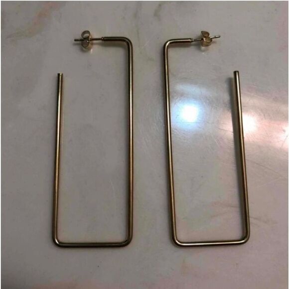 Y2K Gold Filled Geometric Huggie Hoop Minimalist Boujee Earrings - Picture 5 of 8